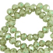 Top Facet kralen 8x6mm disc Vineyard green-pearl shine coating
